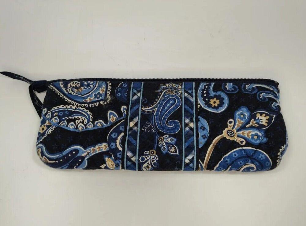 Vera Bradley Windsor Navy Blue Paisley Shoulder Bag Purse w/ Matching Mini Pouch - Picture 4 of 11